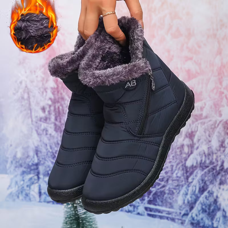Plush Fur Lined Winter Snow Boots – Waterproof & Non-Slip