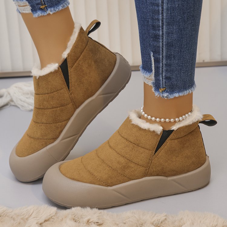 Women’s Waterproof Cotton Snow Boots – Soft Sole Warm Winter Ankle Boots