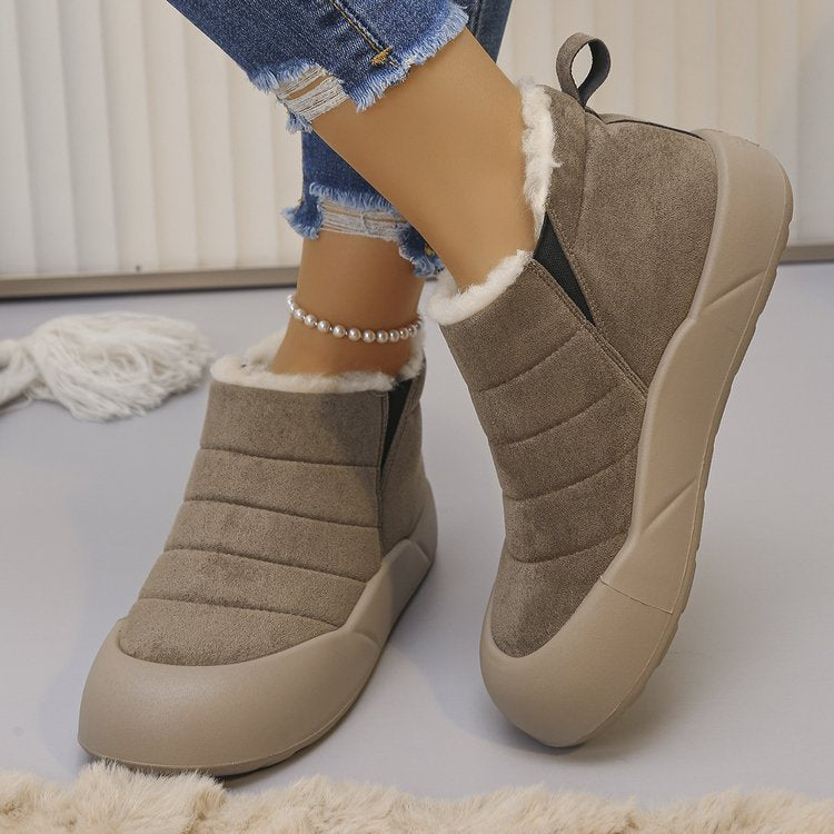 Women’s Waterproof Cotton Snow Boots – Soft Sole Warm Winter Ankle Boots