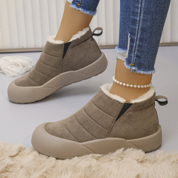 Women’s Waterproof Cotton Snow Boots – Soft Sole Warm Winter Ankle Boots