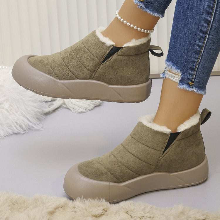 Women’s Waterproof Cotton Snow Boots – Soft Sole Warm Winter Ankle Boots