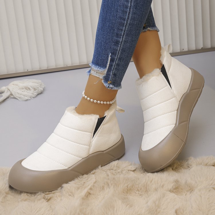 Women’s Waterproof Cotton Snow Boots – Soft Sole Warm Winter Ankle Boots