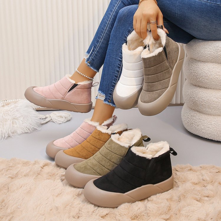 Women’s Waterproof Cotton Snow Boots – Soft Sole Warm Winter Ankle Boots