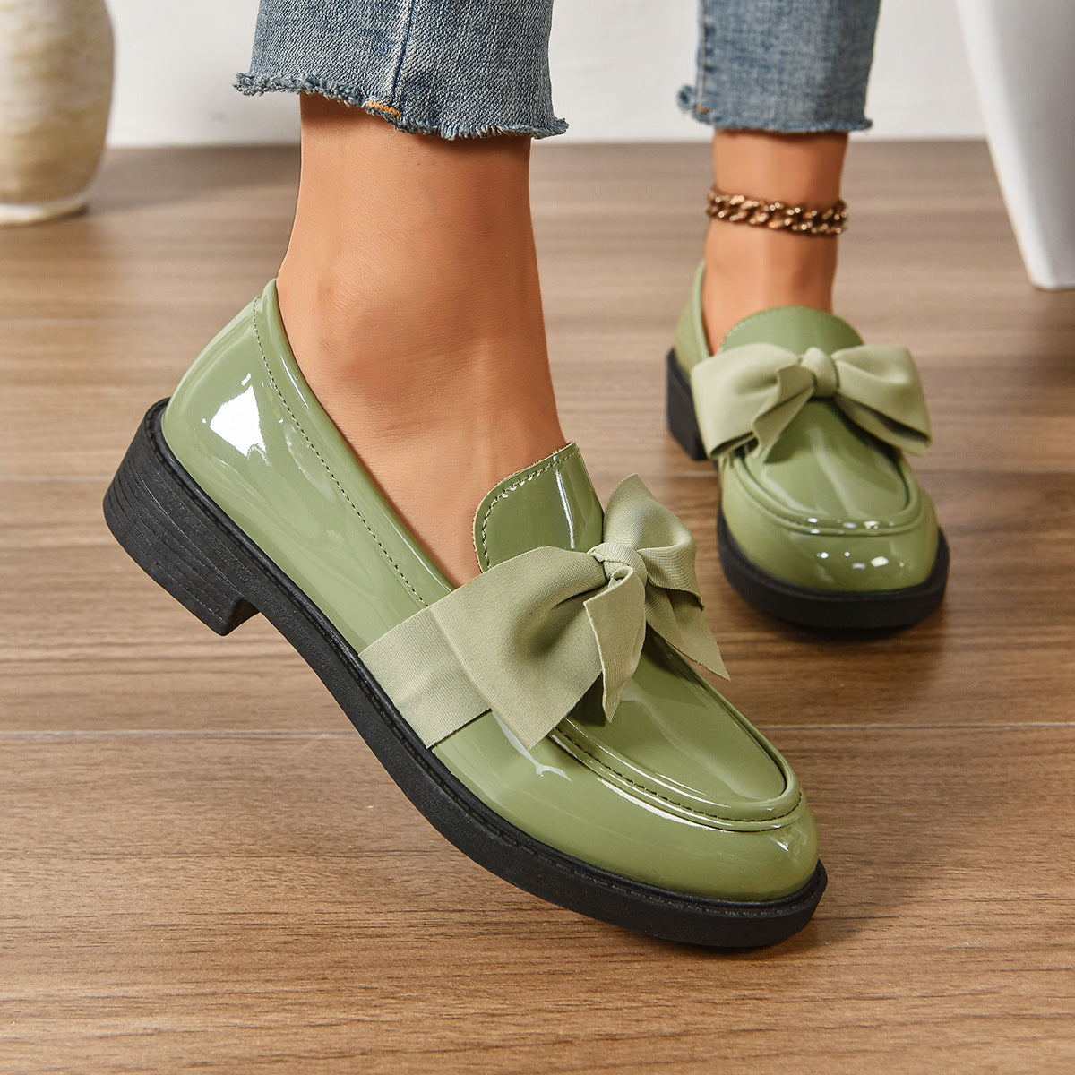 Women's anti-slip round toe slip-on loafers