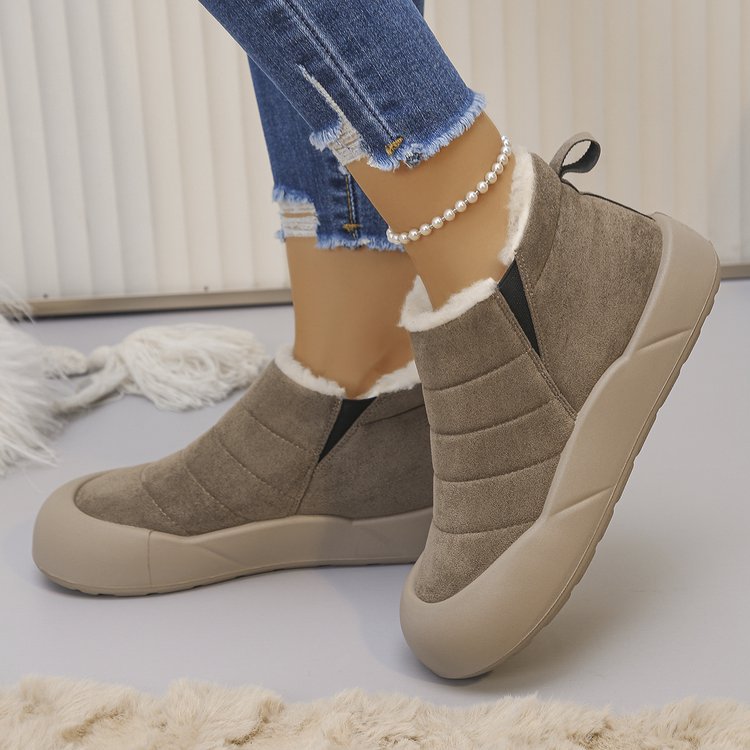 Women’s Waterproof Cotton Snow Boots – Soft Sole Warm Winter Ankle Boots