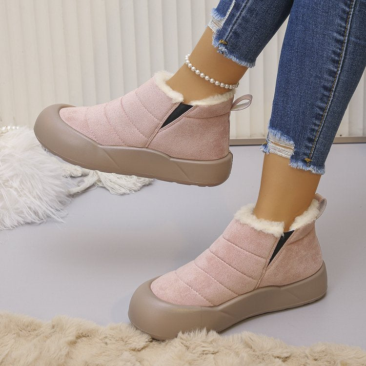 Women’s Waterproof Cotton Snow Boots – Soft Sole Warm Winter Ankle Boots