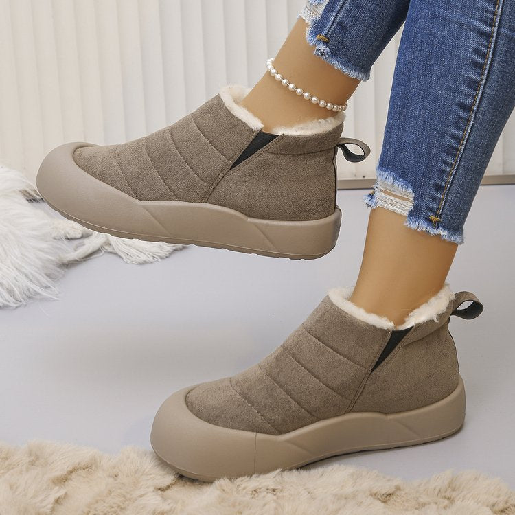 Women’s Waterproof Cotton Snow Boots – Soft Sole Warm Winter Ankle Boots