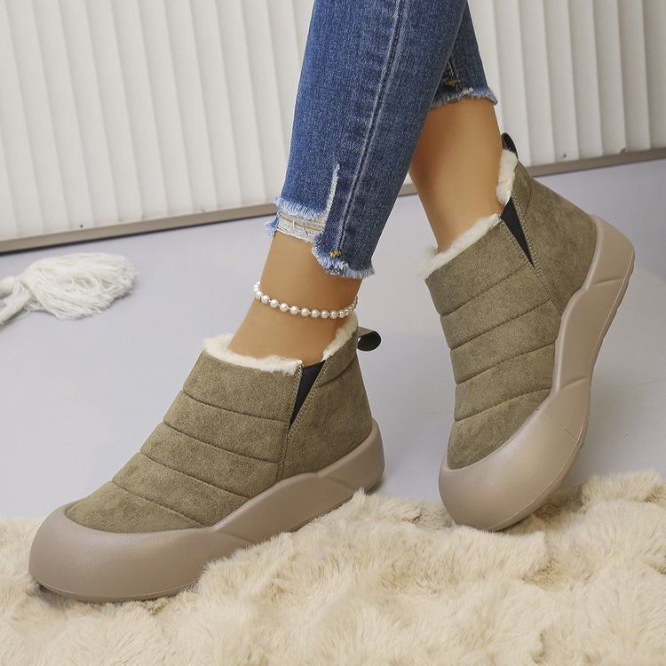 Women’s Waterproof Cotton Snow Boots – Soft Sole Warm Winter Ankle Boots