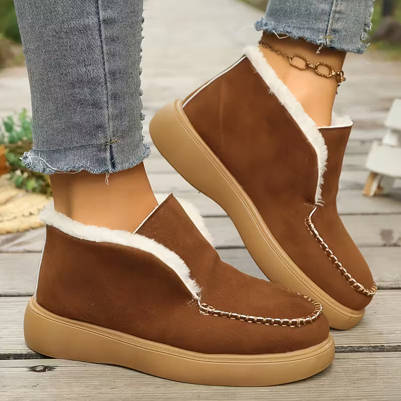 Women's Orthopedic Lightweight Mid-Calf Snow Boots – Slip-Resistant Sole, Fabric Upper & Lining