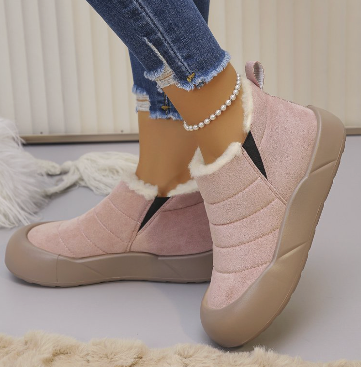 Women’s Waterproof Cotton Snow Boots – Soft Sole Warm Winter Ankle Boots