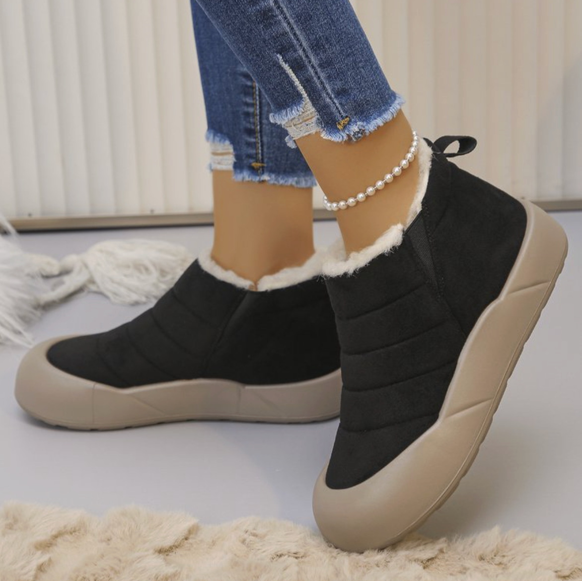 Women’s Waterproof Cotton Snow Boots – Soft Sole Warm Winter Ankle Boots