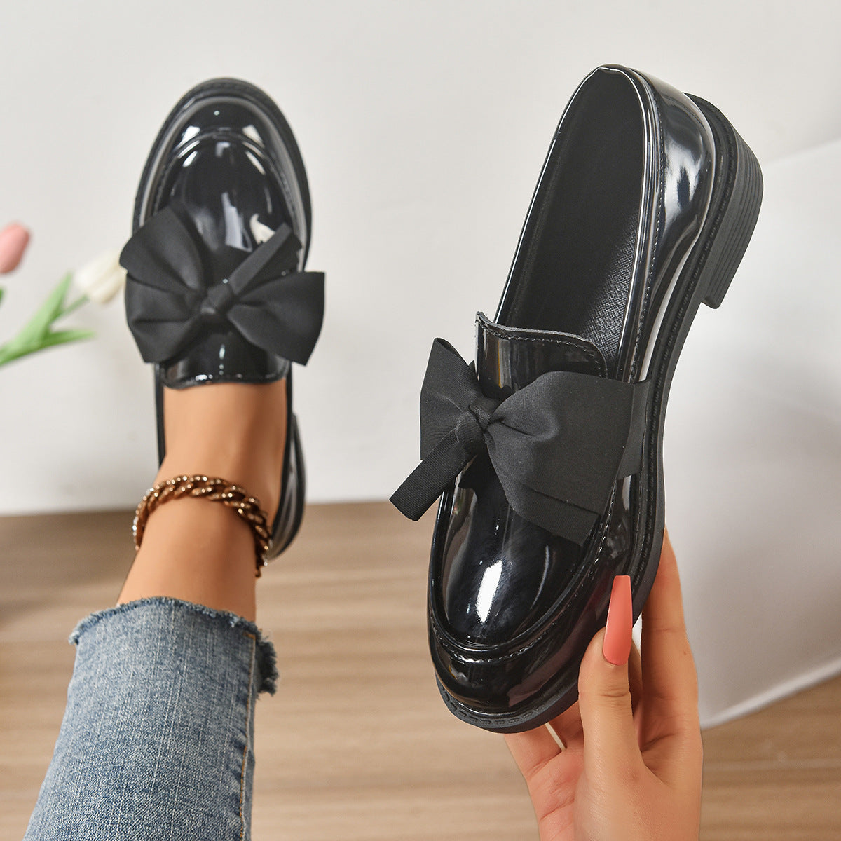 Women's anti-slip round toe slip-on loafers